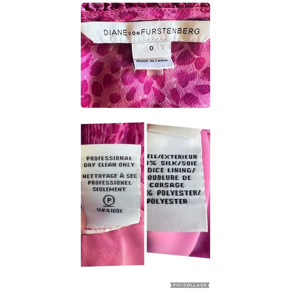 DVF Diane von Furstenberg Silk Layla Petal Dreams Pink Womens Top Size 0 - Picture 10 of 11